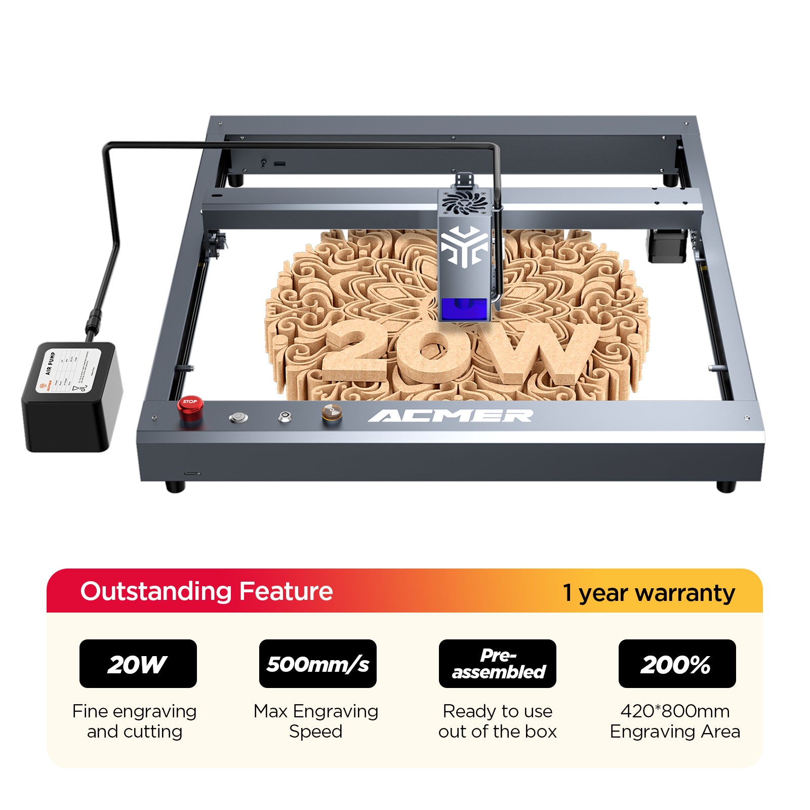 ACMER P2 20W Laser Engraver Cutting Machine