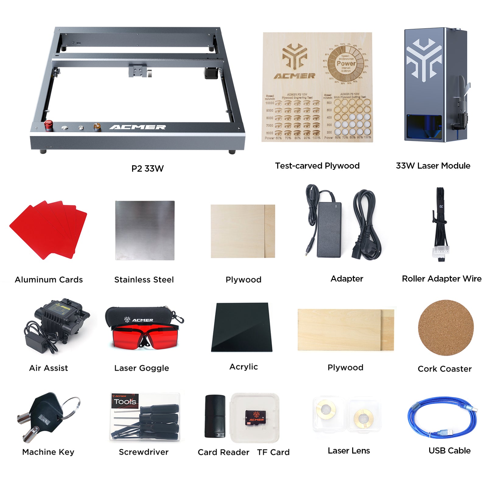 2024 Best Laser Engraver Cutting Machine  ACMER P2 33W 